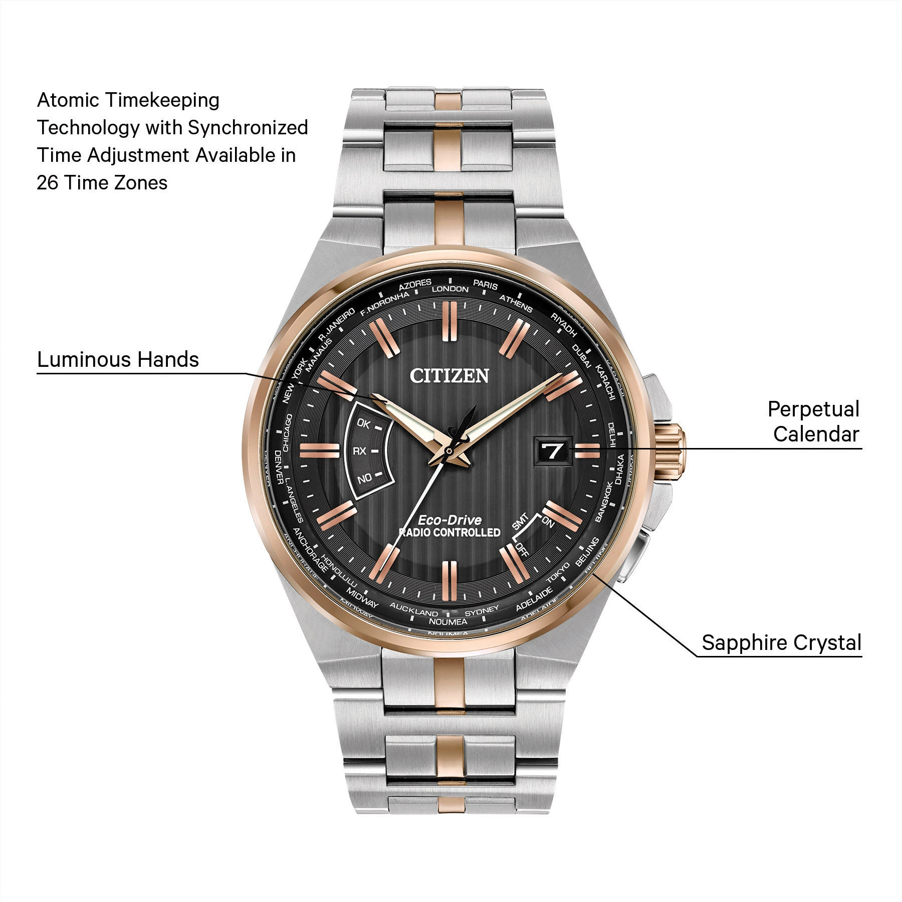 World Perpetual A-T - Men's Eco-Drive CB0166-54H Brown Watch | CITIZEN